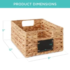 Best Choice Products Set Of 4 12in Woven Water Hyacinth Pantry Baskets W/ Chalkboard Label, Chalk Marker -IRIS Storage Deals Store GUEST e83b6d3b 1f76 49d0 890c b663bc556332