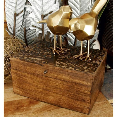 Set Of 3 Rustic Carved Mango Wood Boxes - Olivia & May 1 Set Of 3 Rustic Carved Mango Wood Boxes - Olivia & May