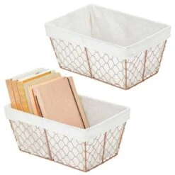 MDesign Medium Chicken Wire Basket With Fabric Liner -IRIS Storage Deals Store GUEST e8c9c1ff bf7c 42a7 87ac 6e4eb81b93ec