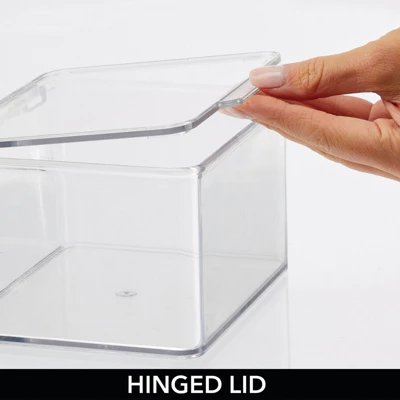 MDesign Plastic Stackable Bathroom Organizer Bin, Hinged Lid - 8 Pack 4 MDesign Plastic Stackable Bathroom Organizer Bin, Hinged Lid - 8 Pack - Image 4