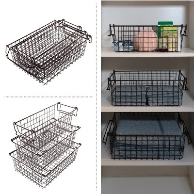 Set Of 3 Storage Bins - Basket Set For Toy, Kitchen, Closet, And Bathroom Storage - Small, Medium, And Large Shelf Organizers By Home-Complete (Brown) 2 Set Of 3 Storage Bins - Basket Set For Toy, Kitchen, Closet, And Bathroom Storage - Small, Medium, And Large Shelf Organizers By Home-Complete (Brown) - Image 2