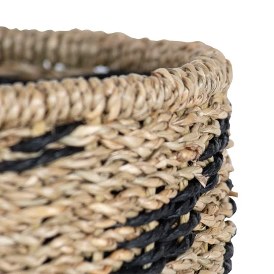 Black Rope & Seagrass Basket - Foreside Home & Garden 1 Black Rope & Seagrass Basket - Foreside Home & Garden