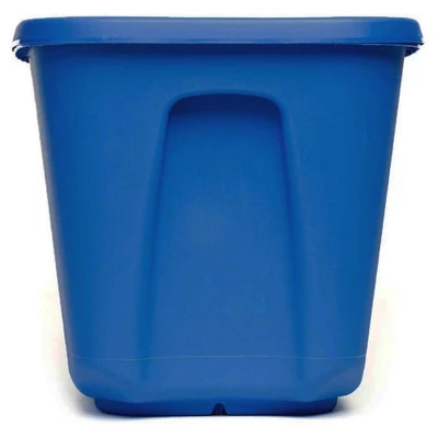 HOMZ 6610DWBLDC.04 10 Gallon Stackable And Nestable Heavy Duty Plastic Storage Container With 4 Way Handles, Capri Blue, (4 Pack) 4 HOMZ 6610DWBLDC.04 10 Gallon Stackable And Nestable Heavy Duty Plastic Storage Container With 4 Way Handles, Capri Blue, (4 Pack) - Image 4