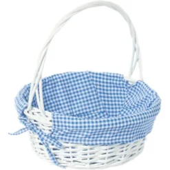 Wickerwise White Round Willow Gift Basket, With Gingham Liner And Handles 26 Wickerwise White Round Willow Gift Basket, With Gingham Liner And Handles -IRIS Storage Deals Store GUEST eb5de11f 236f 4700 b8f9 f99c15421049