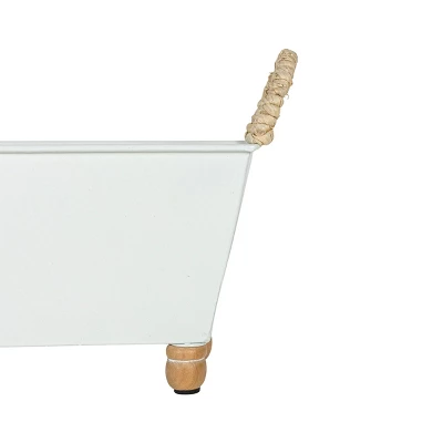 Trough Bin White Metal, Reed & Wood By Foreside Home & Garden 5 Trough Bin White Metal, Reed & Wood By Foreside Home & Garden - Image 5