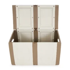 Homeplast Regular 52.83 Gallon Capacity Indoor Outdoor Heavy Duty Plastic Deck Box Storage Trunk For Pillows, Patio Cushions, & Firewood, Beige/White -IRIS Storage Deals Store GUEST ec28c658 cb5c 4712 ace4 4e9ca379a446