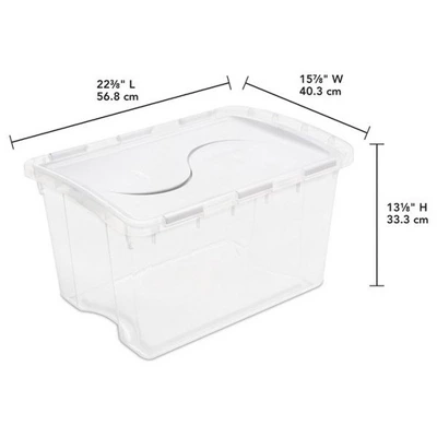 Sterilite 48 Quart Multipurpose Stackable Storage Box Tote Container With Hinged Lid And Handles For Home And Office Organization, Clear (6 Pack) 3 Sterilite 48 Quart Multipurpose Stackable Storage Box Tote Container With Hinged Lid And Handles For Home And Office Organization, Clear (6 Pack) - Image 3
