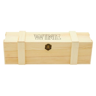 Bright Creations Wood Single Bottle Wine Gift Box, Pinewood Wooden Wine Crate Storage Case With Clasp For Birthday, Wedding, Housewarming 8 Bright Creations Wood Single Bottle Wine Gift Box, Pinewood Wooden Wine Crate Storage Case With Clasp For Birthday, Wedding, Housewarming - Image 8