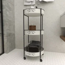 34 X 16 Farmhouse Metal Storage Cart White - Olivia & May -IRIS Storage Deals Store GUEST eccba4be 14dd 49b9 b9e8 b9e0f81609b6