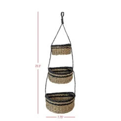 3-Tiered Hanging Basket Black Seagrass & Rope By Foreside Home & Garden -IRIS Storage Deals Store GUEST ecfb6399 a016 49c9 86ff d44c3d9f37db