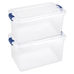 Homz 66 Qt Clear Storage Organizing Container Bin With Latching Lids