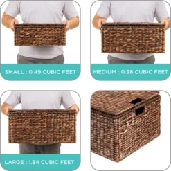 Best Choice Products Set Of 3 Large Multipurpose Hyacinth Storage Baskets W/ Insert Handles, Lid - 21", 20", 18" -IRIS Storage Deals Store GUEST ee3caf2c 67b5 45f5 b252 8f1ec537be26