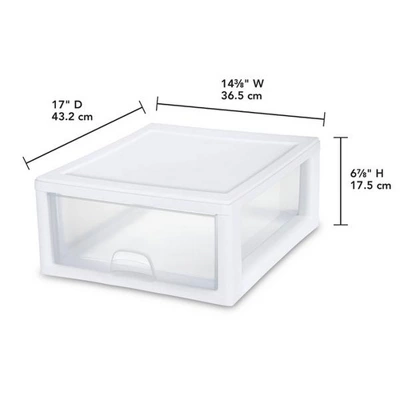 Sterilite 16 Quart Stackable Sturdy Plastic Storage Drawer Container For Home And Office Organization, Clear & White 2 Sterilite 16 Quart Stackable Sturdy Plastic Storage Drawer Container For Home And Office Organization, Clear & White - Image 2