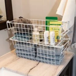 Set Of 2 Storage Bins - Basket Set For Toy, Kitchen, Bathroom, And Closet Storage - Small Shelf Organizers With Handles By Home-Complete (White) 15 Set Of 2 Storage Bins - Basket Set For Toy, Kitchen, Bathroom, And Closet Storage - Small Shelf Organizers With Handles By Home-Complete (White) -IRIS Storage Deals Store GUEST eedcd2c7 5871 4456 bcb6 7c23509fd698