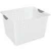 Sterilite Ultra Storage Basket With Handles For At Home Or Classroom Organization, In Size Deep (6 Pack) And Medium (12 Pack), White