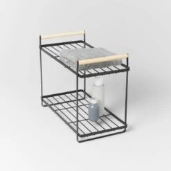 Wood Handle Tiered Vanity Organizer Black - Brightroom™ -IRIS Storage Deals Store GUEST ef9f504c 19ce 47b2 a3eb d9c7c36c8651