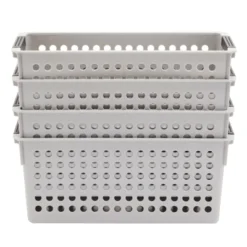 Farmlyn Creek 4 Pack Gray Plastic Storage Baskets Bins With Handles For Shelves, Closet Organizer -IRIS Storage Deals Store GUEST efadc786 9632 4a90 bbbd 1b59211257db
