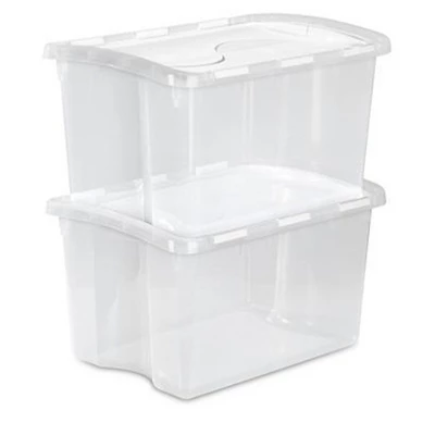 Sterilite 48 Quart Multipurpose Stackable Storage Box Tote Container With Hinged Lid And Handles For Home And Office Organization, Clear (6 Pack) 2 Sterilite 48 Quart Multipurpose Stackable Storage Box Tote Container With Hinged Lid And Handles For Home And Office Organization, Clear (6 Pack) - Image 2