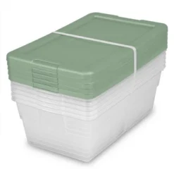 Sterilite Stackable 6 Quart Clear Home Storage Tote Box Container With Handles For Efficient Space Saving Household Organization, Crisp Green (5 Pack) -IRIS Storage Deals Store GUEST effdb9da 6fad 4abf ab05 8480693ba468