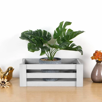 NEX 3pk Wooden Tray Set With Handle And Storage Crates Dark Gray 1 NEX 3pk Wooden Tray Set With Handle And Storage Crates Dark Gray