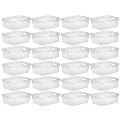 Sterilite 5.25 X 12.25 X 15 Inch Medium Modern Storage Bin W/ Comfortable Carry Through Handles & Banded Rim For Household Organization, Clear 24 Pack 1 Sterilite 5.25 X 12.25 X 15 Inch Medium Modern Storage Bin W/ Comfortable Carry Through Handles & Banded Rim For Household Organization, Clear 24 Pack