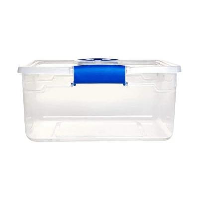 Homz Heavy Duty Modular Clear Plastic Stackable Storage Tote Containers With Latching And Locking Lids, 15.5 Quart Capacity, 12 Pack 4 Homz Heavy Duty Modular Clear Plastic Stackable Storage Tote Containers With Latching And Locking Lids, 15.5 Quart Capacity, 12 Pack - Image 4