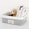 Unique Bargains Square Cotton Linen Fabric Towel Basket Decorative Storage Bins 1 Pc