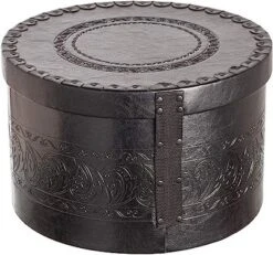 Creative Scents Round Hat Box Container With Gold Locking Lid And Sturdy Handle