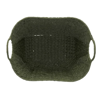 Household Essentials Tall Scoop Basket Paper Rope Olive 2 Household Essentials Tall Scoop Basket Paper Rope Olive - Image 2