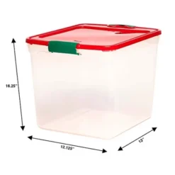 HOMZ 31 Quart Medium Latching Stackable Clear Plastic Holiday Decorations Storage Container Bin With Red Lid And Green Latch, 4 Pack -IRIS Storage Deals Store GUEST f180025d 5ba3 434f acf9 67deffb72b23