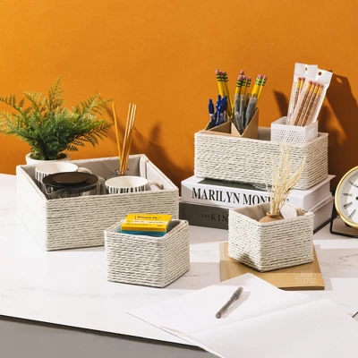 Sorbus Woven Paper Rope Baskets - 4 Piece Set 3 Sorbus Woven Paper Rope Baskets - 4 Piece Set - Image 3