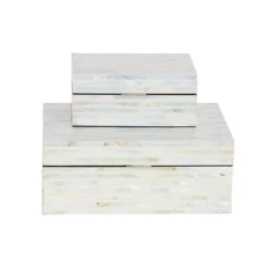 Set Of 2 Shell Mosaic Patterned Wood Box White - Olivia & May -IRIS Storage Deals Store GUEST f249227b 4b71 4793 ada5 acee9bf7c5cc