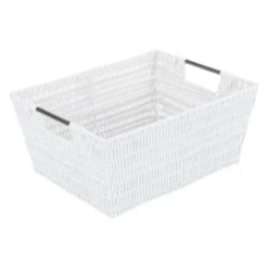 Simplify 3pc Rattan Tote Set With Sterling Silver Handles White