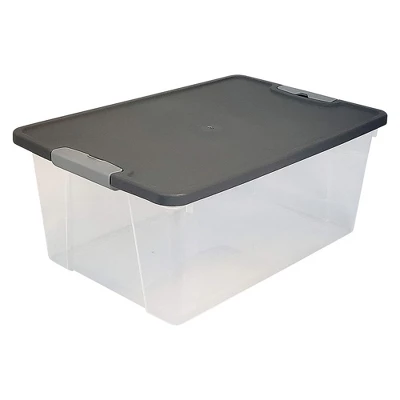 Homz 15-Quart Clear Plastic Stackable Storage Container Organizer Bin With Gray Snaplock Latching Lid For Home And Office Organization (4 Pack) 1 Homz 15-Quart Clear Plastic Stackable Storage Container Organizer Bin With Gray Snaplock Latching Lid For Home And Office Organization (4 Pack)