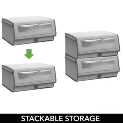 MDesign Large Fabric Closet Shoe Storage Box, 4 Pack, Gray Herringbone -IRIS Storage Deals Store GUEST f28cac04 2468 47c6 b66b a5166a54745c