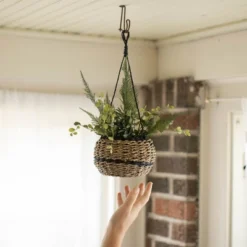 Black Rope & Seagrass Hanging Basket - Foreside Home & Garden -IRIS Storage Deals Store GUEST f3191a6c 0f6b 4cbb b178 ae5629a95e9d