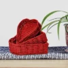 Household Essentials Set Of 3 Nesting Heart Baskets Paper Rope Red