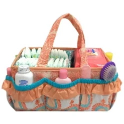 Bacati - Paisley Aqua/Coral Storage Caddy