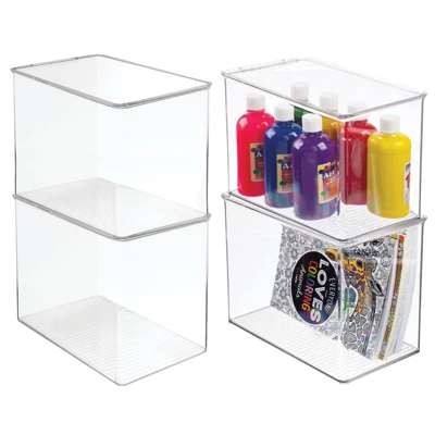 MDesign Stackable Plastic Craft, Sewing Storage Bin, Lid, - Clear 8 MDesign Stackable Plastic Craft, Sewing Storage Bin, Lid, - Clear - Image 8