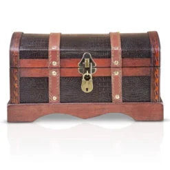 Brynnberg 15"x9.1"x10.6" Wooden Antique Treasure Chest Storage Box - Lockable