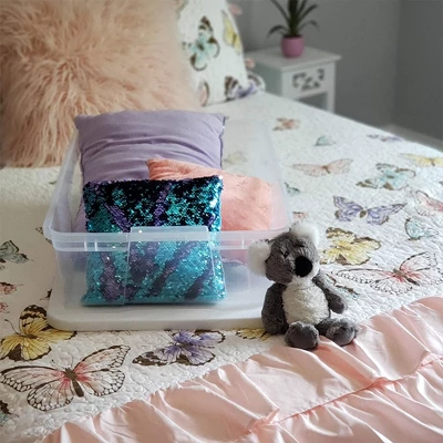 Homz 28 Quart Snaplock Clear Plastic Storage Tote Container Bin With Secure Lid And Handles For Home And Office Organization, 2 Pack 4 Homz 28 Quart Snaplock Clear Plastic Storage Tote Container Bin With Secure Lid And Handles For Home And Office Organization, 2 Pack - Image 4