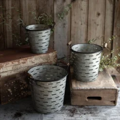 Set Of 3 Galvanized Metal & Wood Baskets - Foreside Home & Garden -IRIS Storage Deals Store GUEST f5066b8c 67ba 45ac b1f4 0d9e5c515034