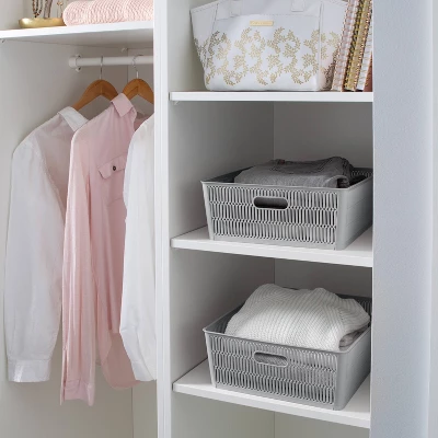 Simplify 2pk Large Slide And Stack Storage Shallow Totes Gray 12 Simplify 2pk Large Slide And Stack Storage Shallow Totes Gray - Image 12