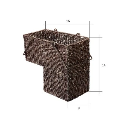 Villacera 14-Inch Wicker Stair Case Basket With Handles Handmade Woven Seagrass In Brown 1 Villacera 14-Inch Wicker Stair Case Basket With Handles Handmade Woven Seagrass In Brown