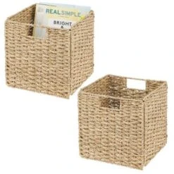 MDesign Woven Seagrass Home Storage Basket For Cube Furniture, 2 Pack -IRIS Storage Deals Store GUEST f6bc13fb 6c37 49bc 8b88 56d157af5e39