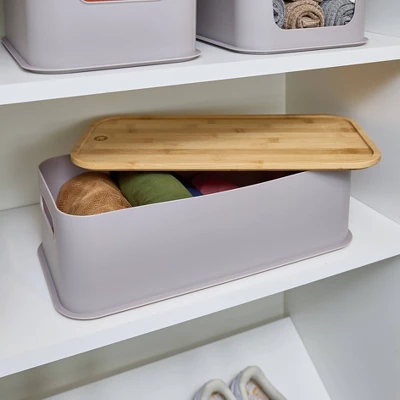 Large Handled Bin With Bamboo Lid Porpoise - IDESIGN 4 Large Handled Bin With Bamboo Lid Porpoise - IDESIGN - Image 4