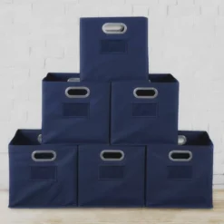 Niche Cubo 6pk Foldable Fabric Storage Bin With Label Holder Blue
