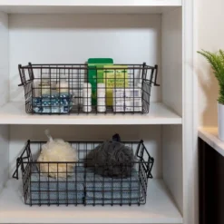 Set Of 2 Storage Bins - Basket Set For Toy, Kitchen, Closet, And Bathroom Storage - Medium Shelf Organizers With Handles By Home-Complete (Brown) -IRIS Storage Deals Store GUEST f7beccd2 2f98 403f a568 d4796570d1ca