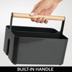 MDesign Plastic Tote, Divided Basket Bin With Wood Handle 15 MDesign Plastic Tote, Divided Basket Bin With Wood Handle -IRIS Storage Deals Store GUEST f8bc63d6 9ea5 42c7 a664 57d4ed3c60b3