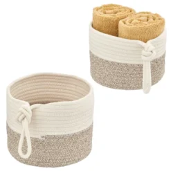 MDesign Woven Cotton Rope Bathroom Basket With Tie Handle, Set Of 2 -IRIS Storage Deals Store GUEST f8bcdd2a b0ac 4514 ab32 08c5c52e2907